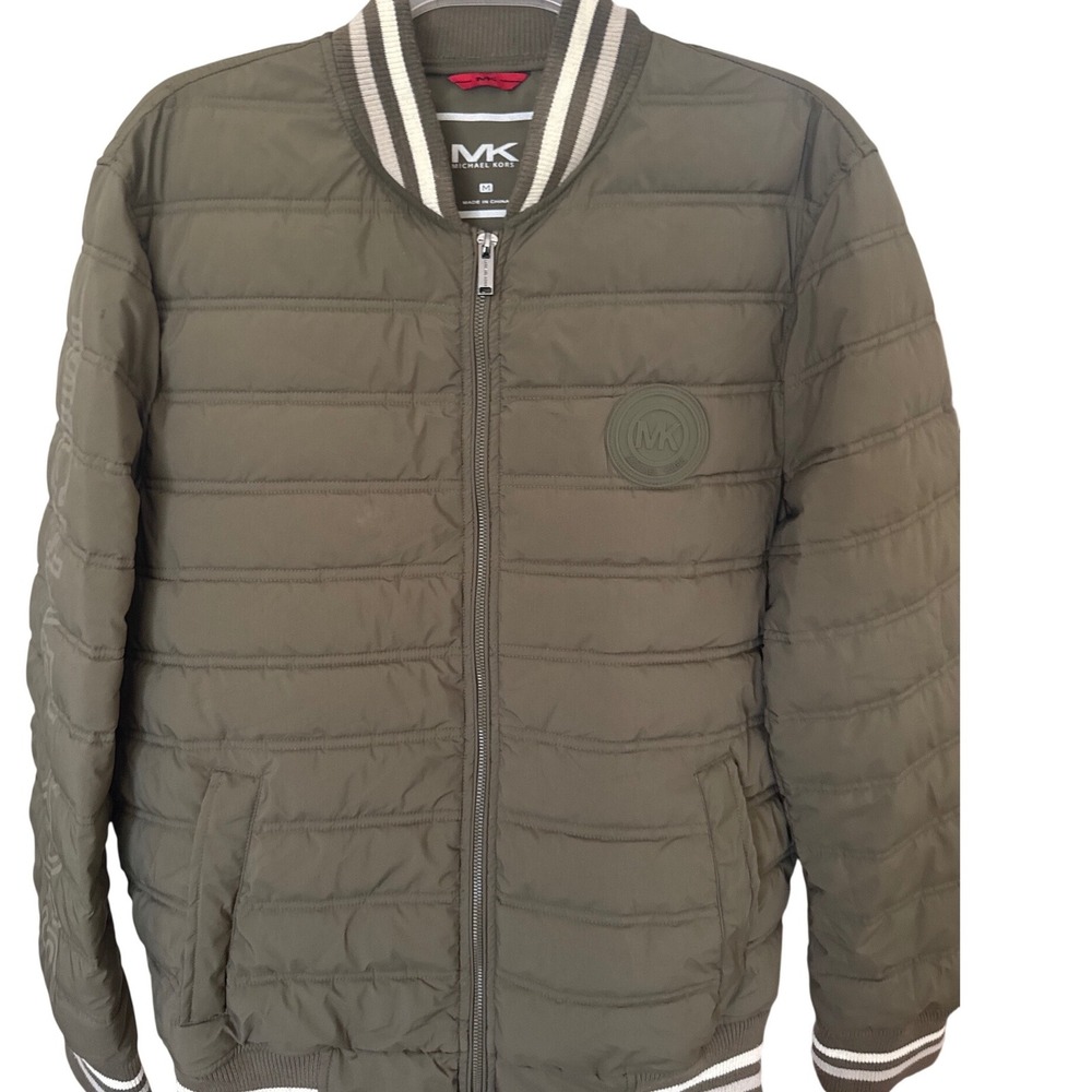Michael Kors Travel Engineered Puffer‎ Bomber Jacket olive green size M